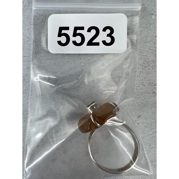 Unique Boho 925 Sterling Silver Orange Flower Ring Stone Semi Precious - Picture 10 of 10